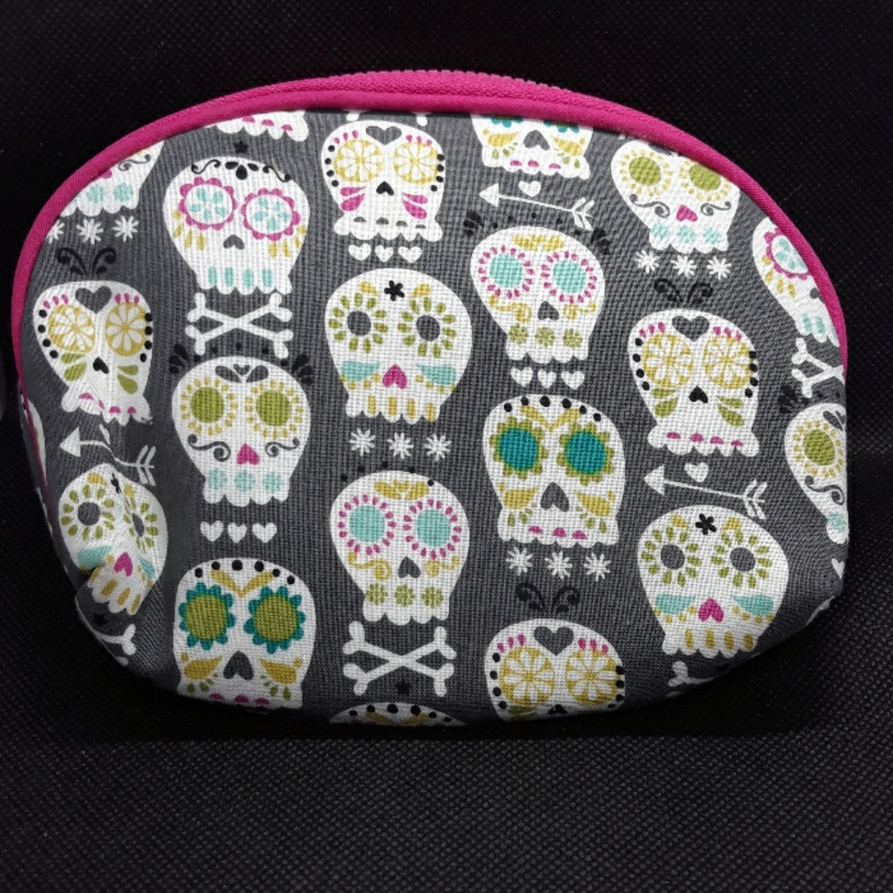 Sugar skull mini makeup bag